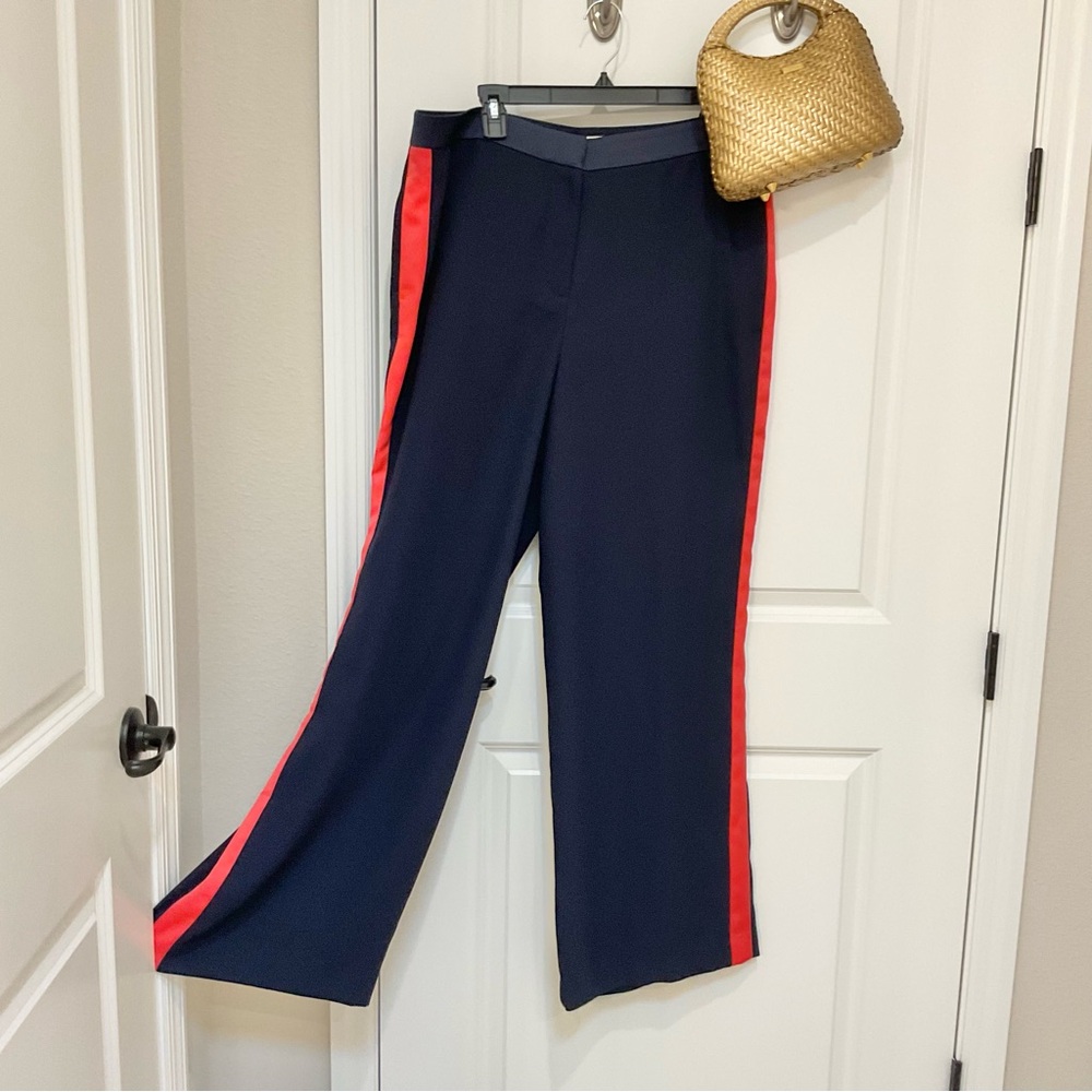 Boden Exeter Wide-Leg Pants Navy/Red Size 12, EUC - Picture 2 of 8